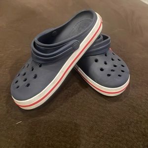 Blue, White and Red Genuine Crocs. Toddler/boy 11